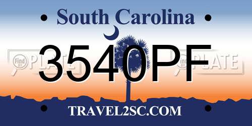 3540PF South Carolina License Plate