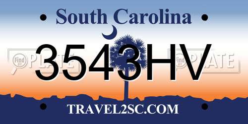 3543HV South Carolina License Plate