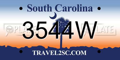 3544W South Carolina License Plate
