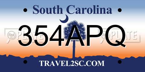 354APQ South Carolina License Plate