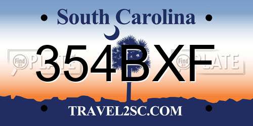 354BXF South Carolina License Plate