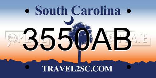 3550AB South Carolina License Plate