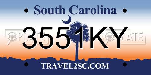 3551KY South Carolina License Plate
