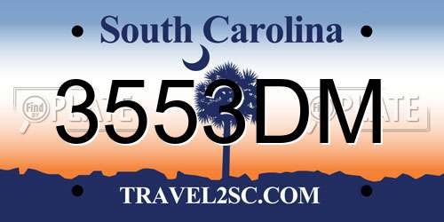 3553DM South Carolina License Plate