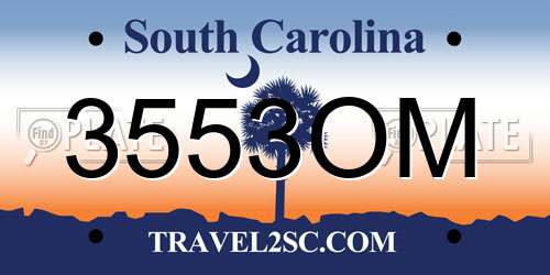 3553OM South Carolina License Plate