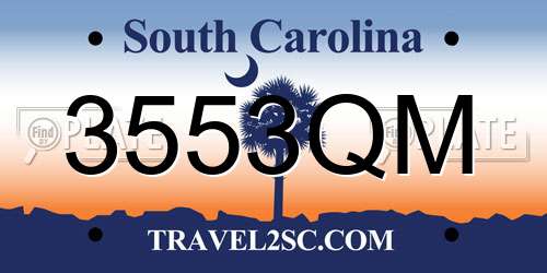 3553QM South Carolina License Plate
