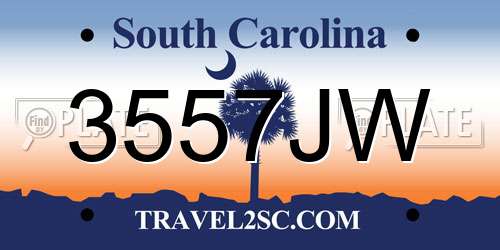 3557JW South Carolina License Plate