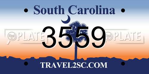 3559 South Carolina License Plate