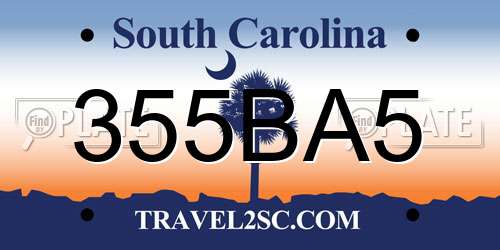 355BA5 South Carolina License Plate