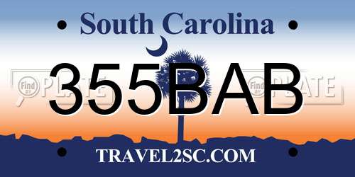 355BAB South Carolina License Plate