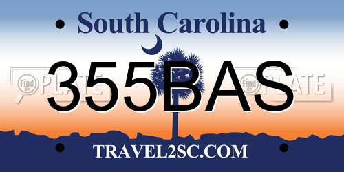 355BAS South Carolina License Plate