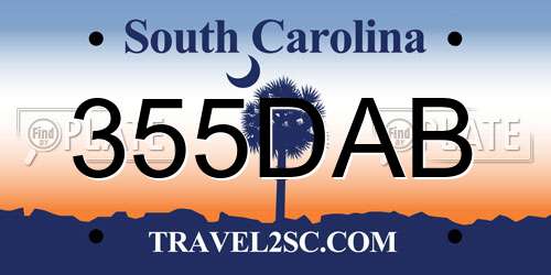355DAB South Carolina License Plate