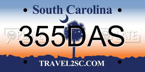 355DAS South Carolina License Plate