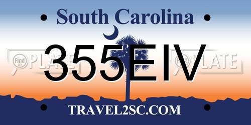 355EIV South Carolina License Plate