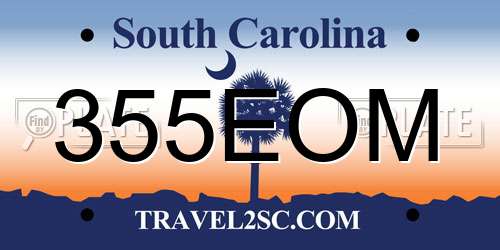 355EOM South Carolina License Plate