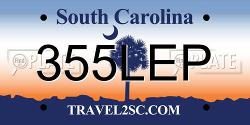 355LEP South Carolina License Plate