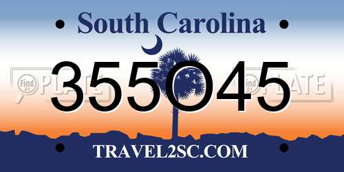 355O45 South Carolina License Plate