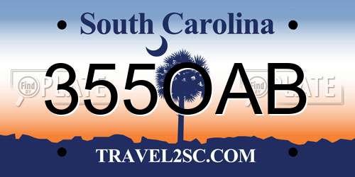 355OAB South Carolina License Plate