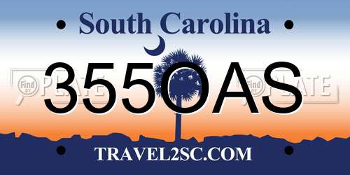 355OAS South Carolina License Plate