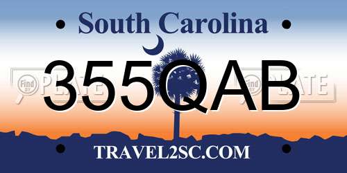 355QAB South Carolina License Plate