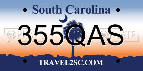 355QAS South Carolina License Plate