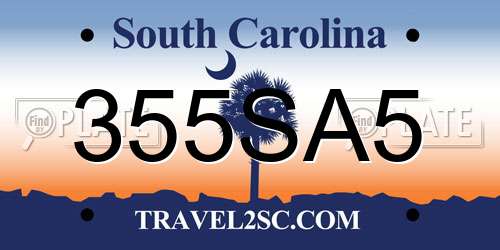 355SA5 South Carolina License Plate