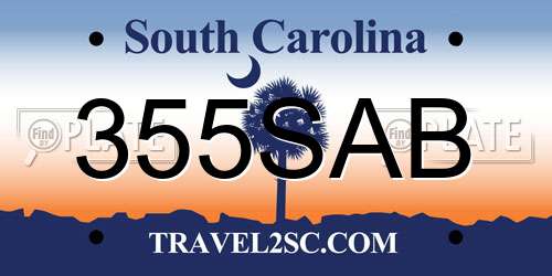 355SAB South Carolina License Plate