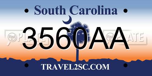 3560AA South Carolina License Plate