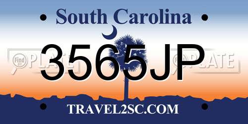 3565JP South Carolina License Plate