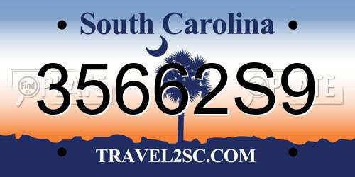 35662S9 South Carolina License Plate