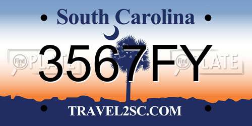 3567FY South Carolina License Plate