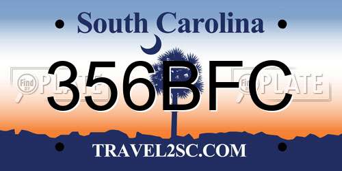 356BFC South Carolina License Plate