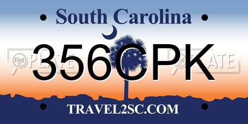 356CPK South Carolina License Plate