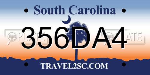 356DA4 South Carolina License Plate