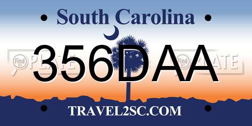 356DAA South Carolina License Plate