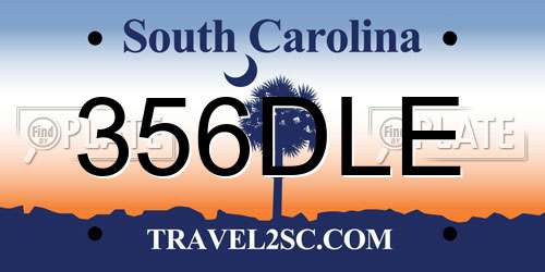 356DLE South Carolina License Plate