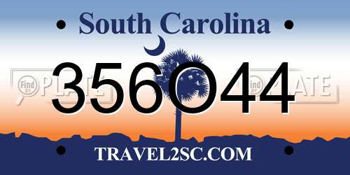 356O44 South Carolina License Plate