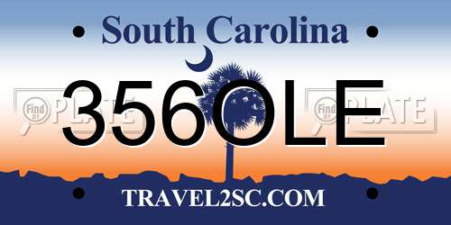 356OLE South Carolina License Plate