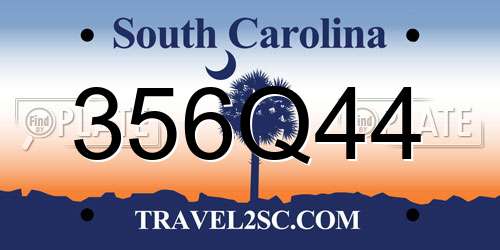 356Q44 South Carolina License Plate