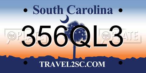 356QL3 South Carolina License Plate