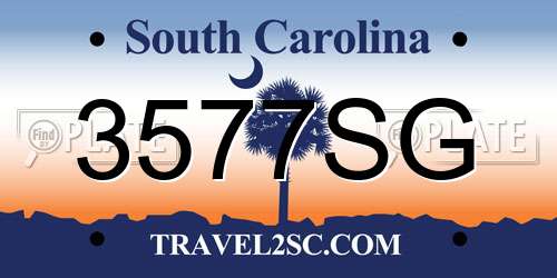 3577SG South Carolina License Plate
