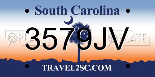 3579JV South Carolina License Plate