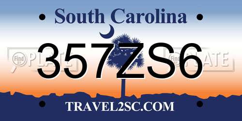 357ZS6 South Carolina License Plate