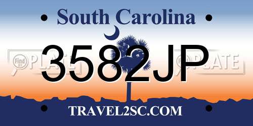 3582JP South Carolina License Plate