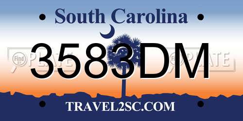 3583DM South Carolina License Plate