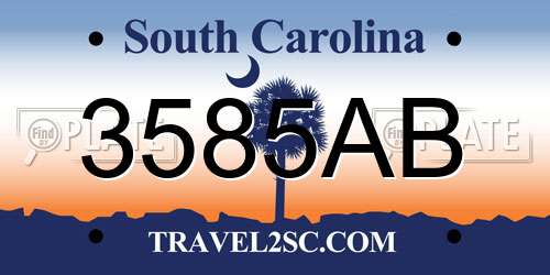 3585AB South Carolina License Plate