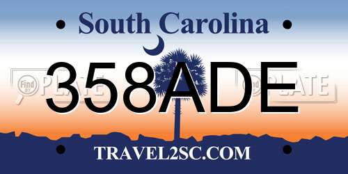 358ADE South Carolina License Plate