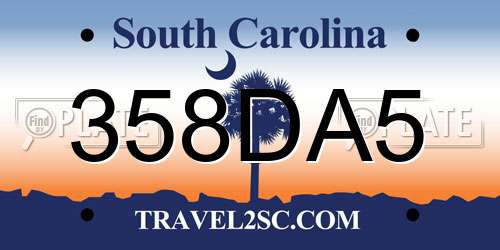 358DA5 South Carolina License Plate