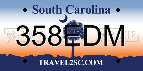 358EDM South Carolina License Plate