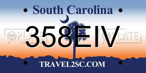358EIV South Carolina License Plate